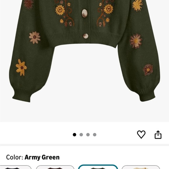 Sweaters - Floral Embroidered Green Sweater